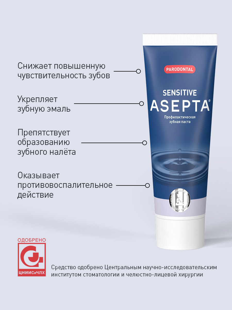  Зубная паста Sensitive, 75 мл (Асепта, Parodontal) фото 3