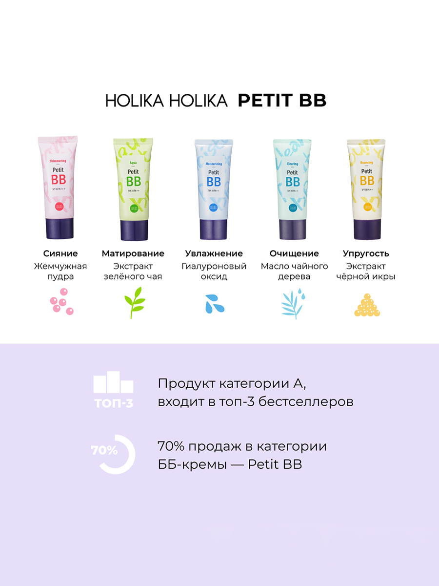 Холика Холика Тональный BB крем, с маслом чайного дерева, 30 мл (Holika Holika, Petit BB) фото 4