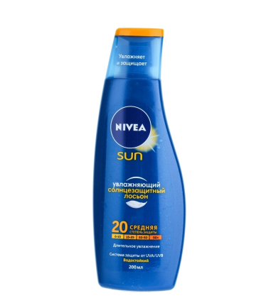 Нивеа Увлажняющий солнцезащитный лосьон SPF20, 200 мл (Nivea, Защита от солнца) фото 0