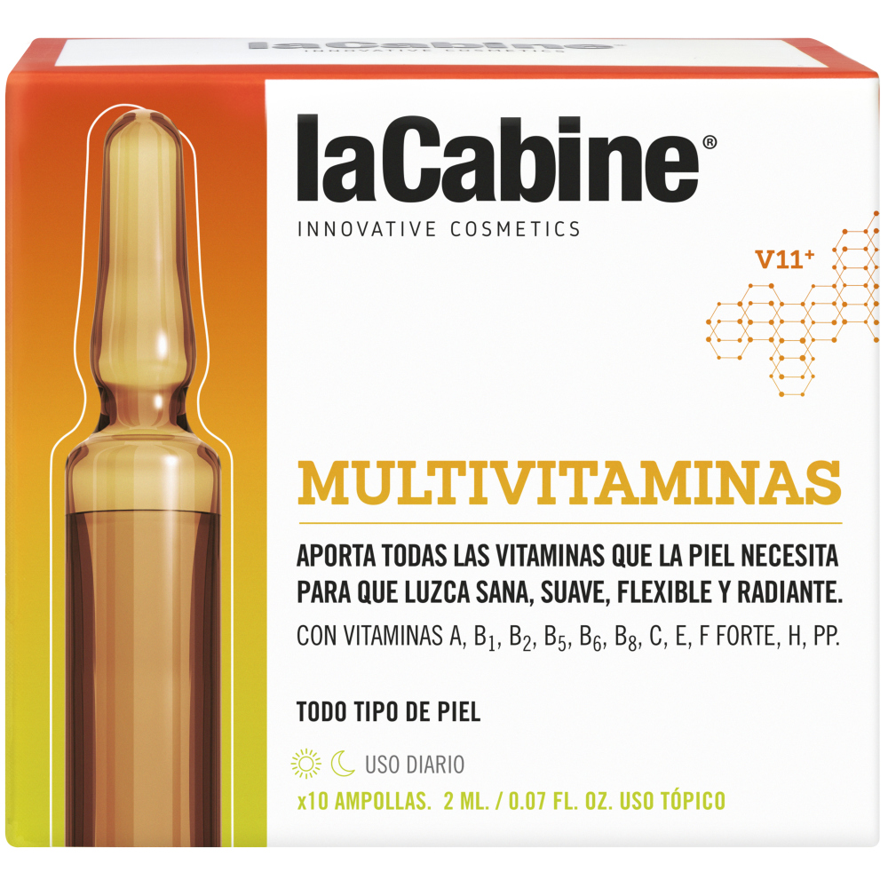 La Cabine Концентрированная сыворотка в ампулах с 11 витаминами Multivitamines Ampoules, 10 ампул*2 мл (La Cabine, Сыворотки для лица) la cabine комплекс из 5 видов гиалуроновой кислоты в ампулах 5xpure hyaluronic ampoules 10 ампул 2 мл la cabine сыворотки для лица