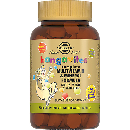 Солгар Кангавитес с мультивитаминами и минералами со вкусом тропических фруктов жевательные таблетки, 60 шт (Solgar, Витамины) фото 0