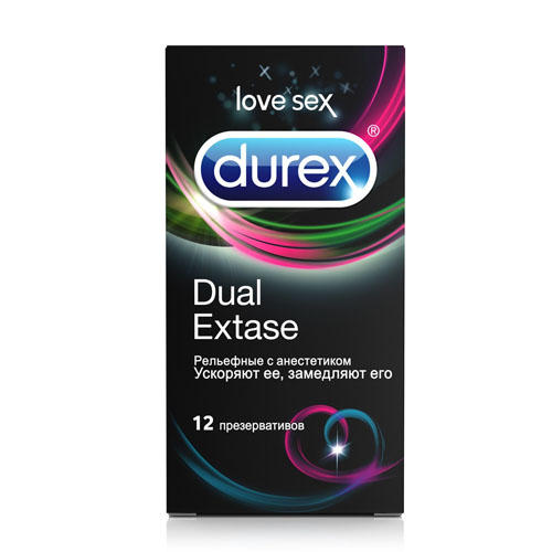 Дюрекс Презервативы Dual Extase, 12 шт (Durex, Презервативы) фото 0