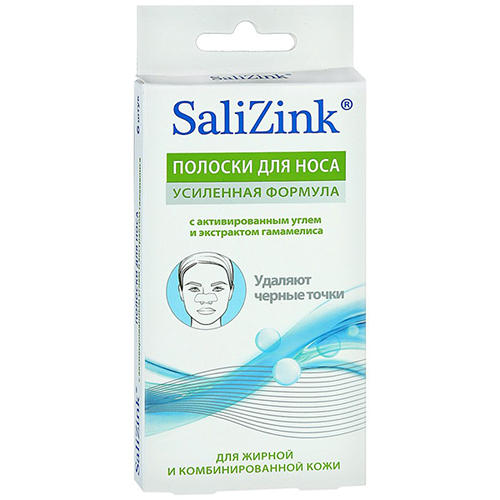 Салицинк Полоски очищающие для носа с активированным углем и экстрактом гамамелиса, 6 шт (Salizink, Уход) фото 0