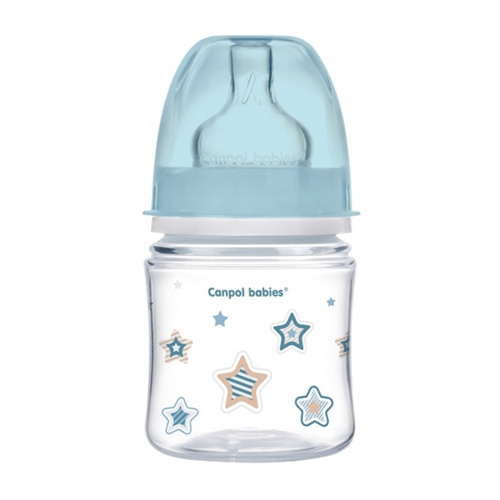 Canpol Бутылочка PP EasyStart с широким горлышком антиколиковая, 120 мл, 0+ Newborn baby, цвет: голубой (Canpol, Бутылочки)