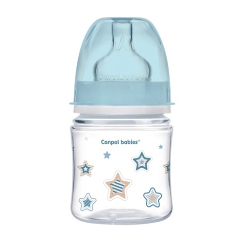 Канпол Бутылочка PP EasyStart с широким горлышком антиколиковая, 120 мл, 0+ Newborn baby, цвет: голубой (Canpol, Бутылочки) фото 0