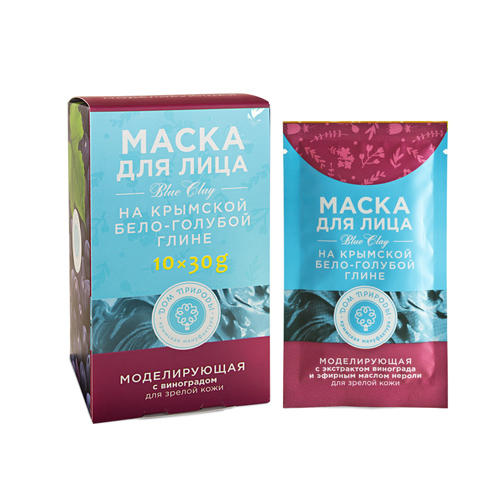  Маска на основе крымской бело-голубой глины Моделирующая 30 г х 10 шт (Дом природы, Маски на основе бело-голубой глины) фото 0