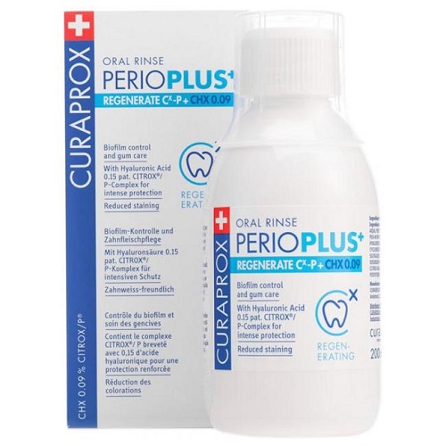 Curaprox Жидкость - ополаскиватель  Perio Plus Regenerate CHX 0,09% и гиалуроновая кислота  200 мл (Curaprox, Ополаскиватели)