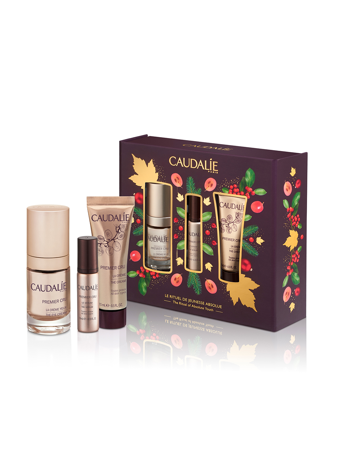 Кодали Набор для антивозрастного ухода Premier Cru: Омолаживающий крем для глаз 15 мл + Омолаживающая сыворотка 10 мл + Омолаживающий крем 15 мл (Caudalie, Premier Cru) фото 1