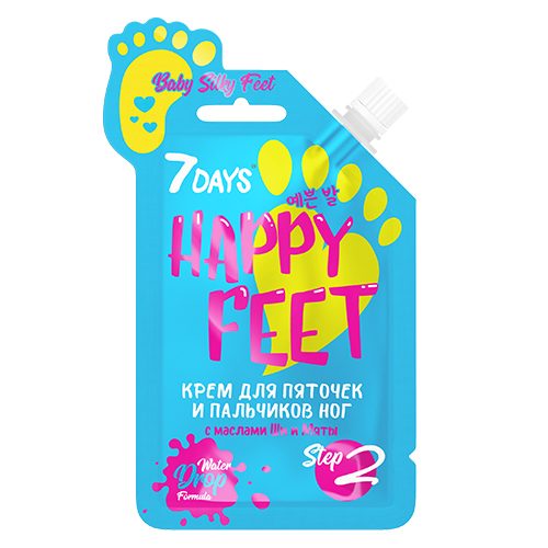  Крем для пяточек и пальчиков ног BABY SILKY FEET с маслами Ши и Мяты, 25 гр (7 Days, HAPPY FEET) фото 0