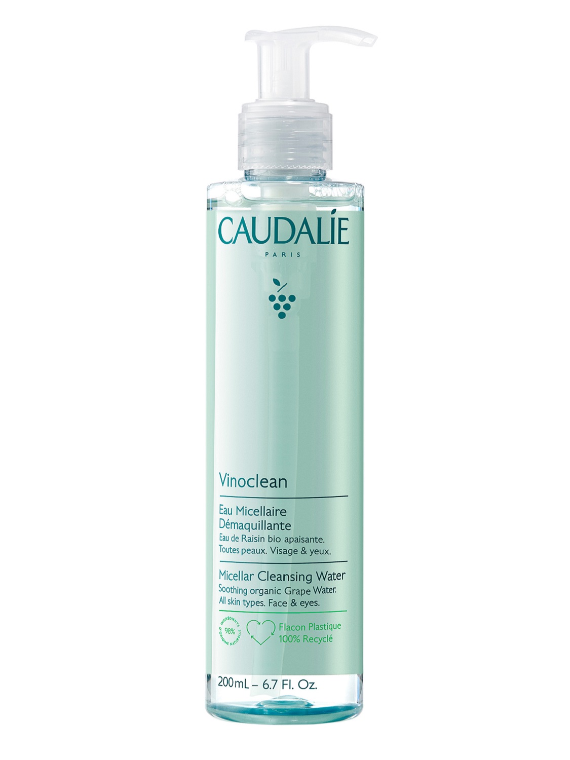Кодали Мицеллярная вода для снятия макияжа Miccelar Cleansing Water, 200 мл (Caudalie, Vinoclean) фото 0