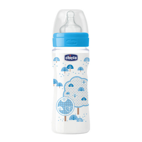 Бутылочка Boy с силиконовой соской 4 мес., голубая 1 шт. (Chicco, WellBeing) wellbeing