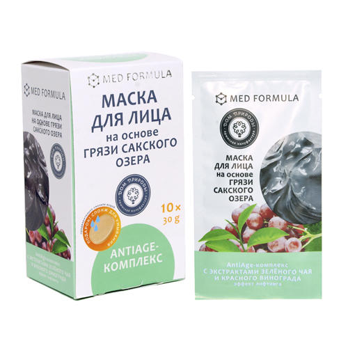  Маска для лица на основе грязи Сакского озера AntiAge-комплекс, 30 г х 10 шт (Дом природы, Маски на основе грязи Сакского озера) фото 0