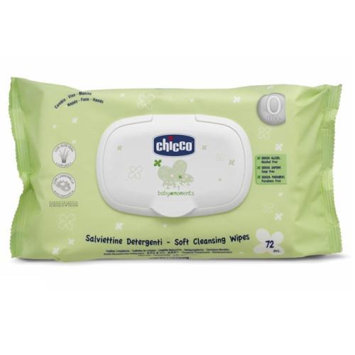 Чико Салфетки очищающие Baby Moments, 0мес.+, 72шт (Chicco, Гигиена малыша) фото 0