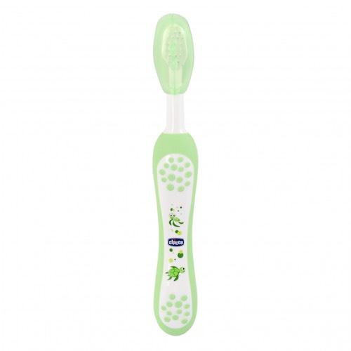 Chicco Зубная щетка детская с эргономичной ручкой, 6мес.+, зеленая (Chicco, Гигиена малыша)