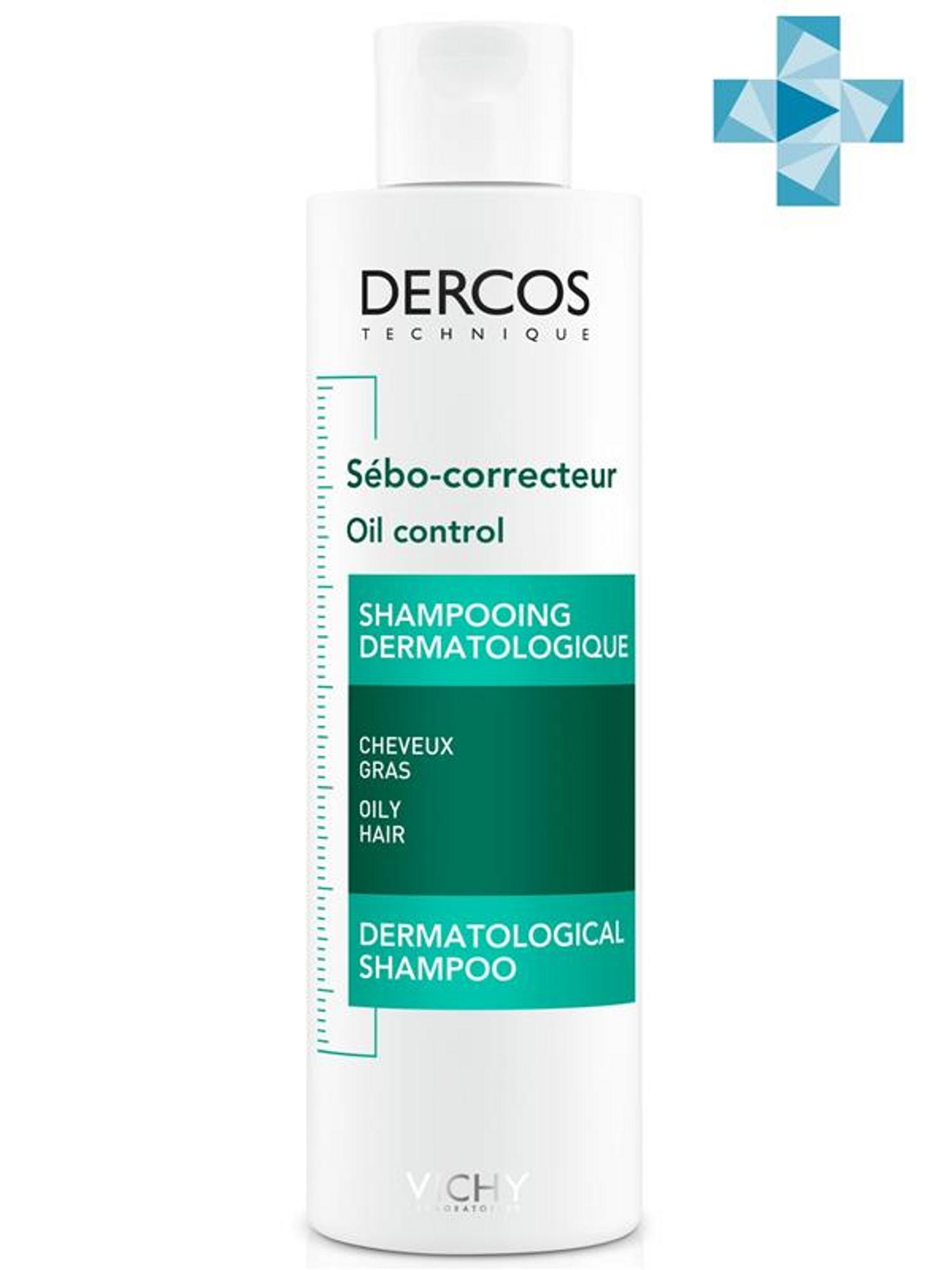 Виши Регулирующий шампунь-уход для жирной кожи головы, 200 мл (Vichy, Dercos) фото 0