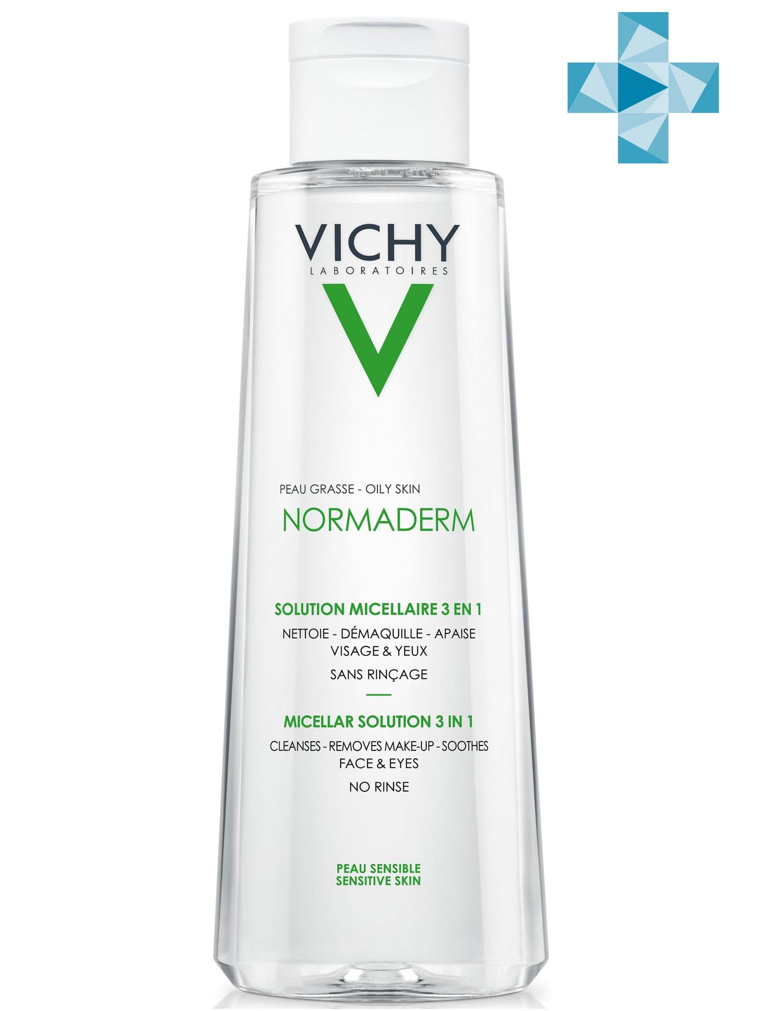 Купить Vichy Мицеллярный лосьон 3 в 1 для снятия макияжа и очищения жирной и проблемной кожи, 200 мл (Vichy, Normaderm), Франция