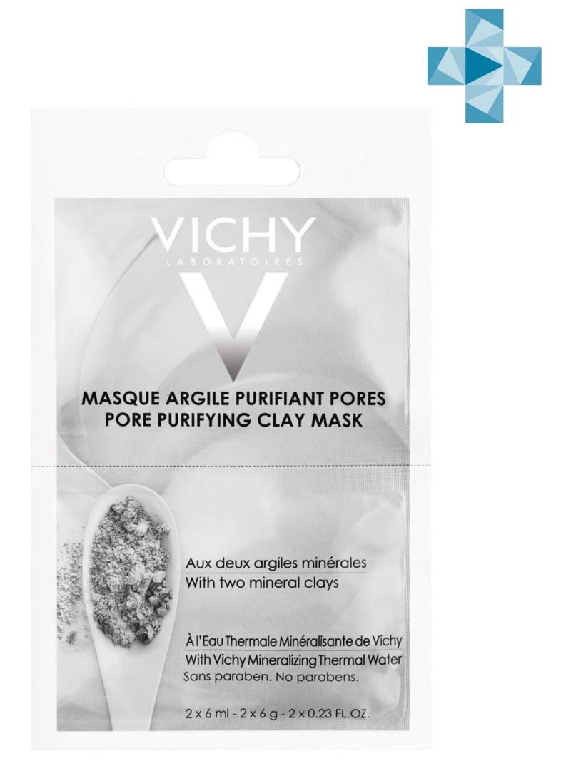 Виши Минеральная маска с глиной, глубоко очищающая поры, 2 х 6 мл (Vichy, Masque) фото 0