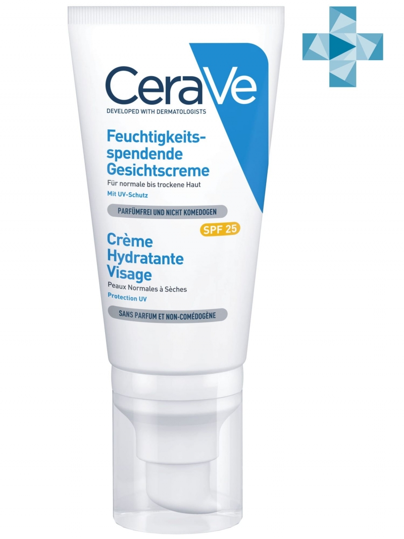 CeraVe Увлажняющий лосьон для нормальной и сухой кожи лица SPF25, 52 мл (CeraVe, Увлажнение кожи) от Pharmacosmetica.ru