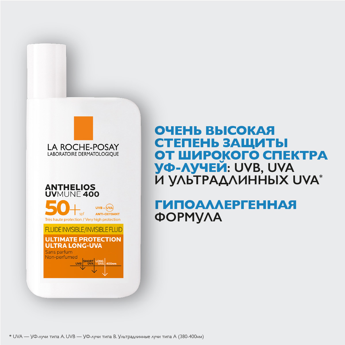 Ля Рош Позе Солнцезащитный невидимый флюид для лица SPF50+ / PPD 42, 50 мл (La Roche-Posay, Anthelios) фото 1