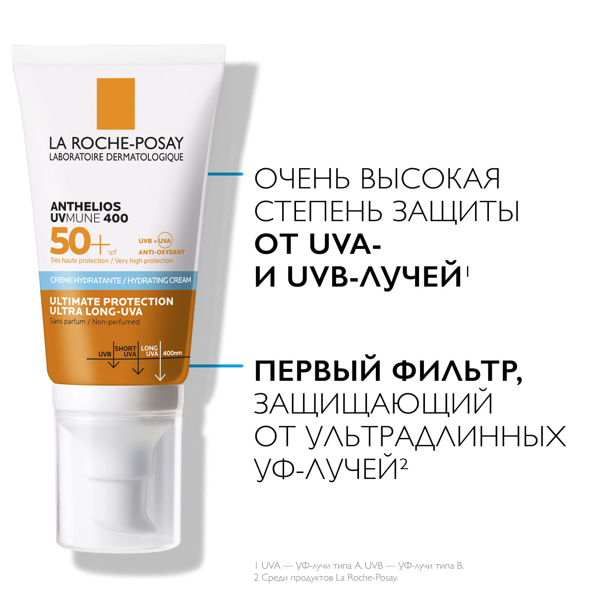 Ля Рош Позе Солнцезащитный увлажняющий крем для лица SPF50+ / PPD 30, 50 мл (La Roche-Posay, Anthelios) Ля Рош Позе Солнцезащитный увлажняющий крем для лица SPF50+ / PPD 30, 50 мл (La Roche-Posay, Anthelios) фото 2