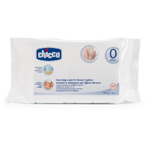 Чико Очищающие салфетки для груди, 80 шт., 0 мес.+ (Chicco, Для груди) фото 0