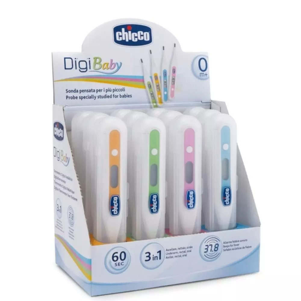 Chicco Термометр педиатрический DigiBaby, 3-в-1, цифровой в футляре, 0 мес.+ (Chicco, Аксессуары)