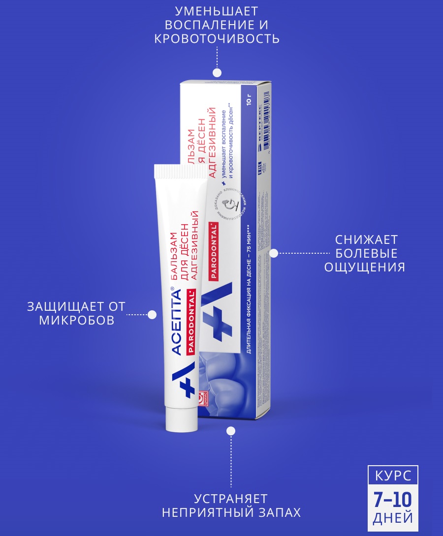  Бальзам для десен адгезивный, 10 г (Асепта, Parodontal) фото 2