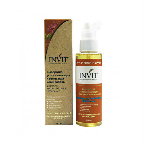 Invit Успокаивающая сыворотка против зуда кожи головы, 120 мл (Invit, Invit Hair Repair)