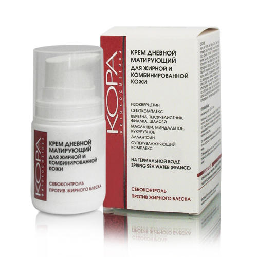 Крем дневной матирующий для комбинированной и жирной кожи 50 мл (Кора, Для жирной кожи)  Крем дневной матирующий для комбинированной и жирной кожи 50 мл (Кора, Для жирной кожи) фото 5