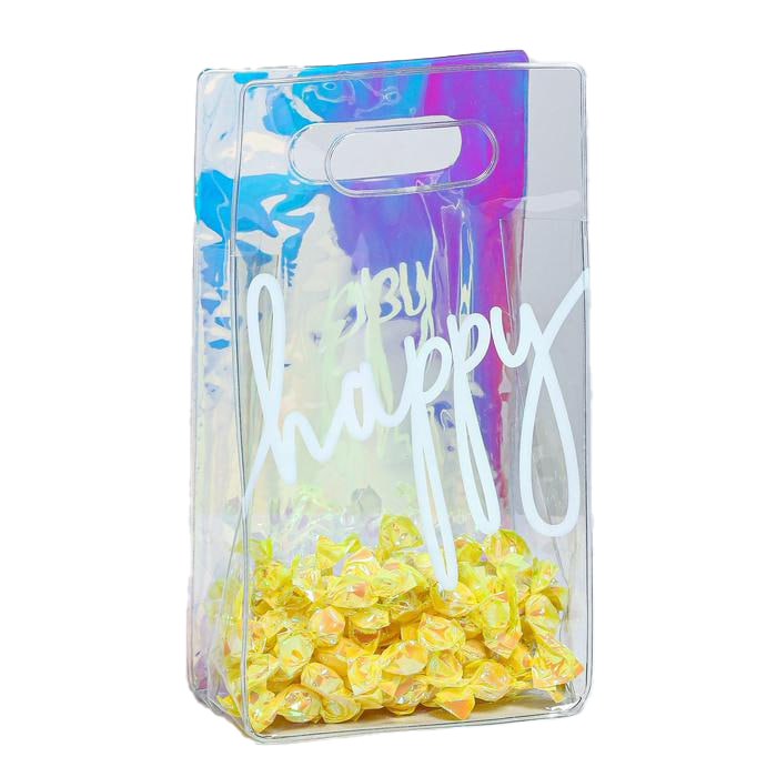  Пакет из голографического пластика Happy, 13 × 23 × 6 см (Подарочная упаковка, Пакеты) фото 0