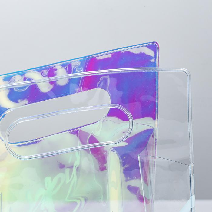  Пакет из голографического пластика Happy, 13 × 23 × 6 см (Подарочная упаковка, Пакеты) фото 2