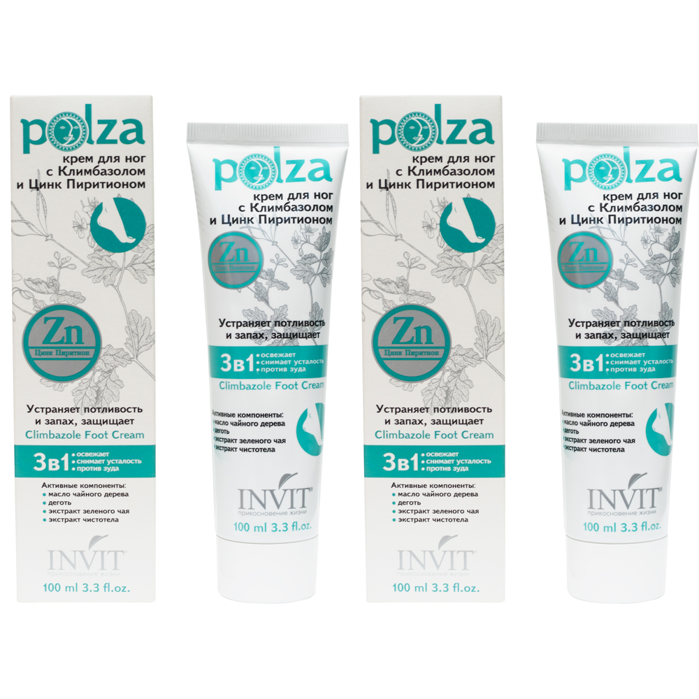 Инвит Набор Крем для ног с Климбазолом и Цинк Пиритионом - Climbazole Foot Cream 2 х 100 мл (Invit, Polza) фото 0