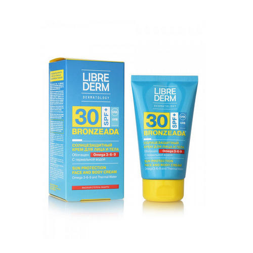 Либридерм Солнцезащитный крем SPF30 с Омега 3-6-9 и термальной водой 150 мл (Librederm, Bronzeada) фото 0