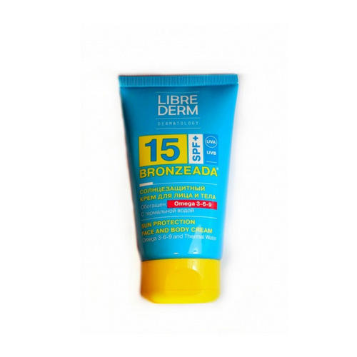 Либридерм Солнцезащитный крем SPF15 с Омега 3-6-9 и термальной водой 150 мл (Librederm, Bronzeada) фото 0