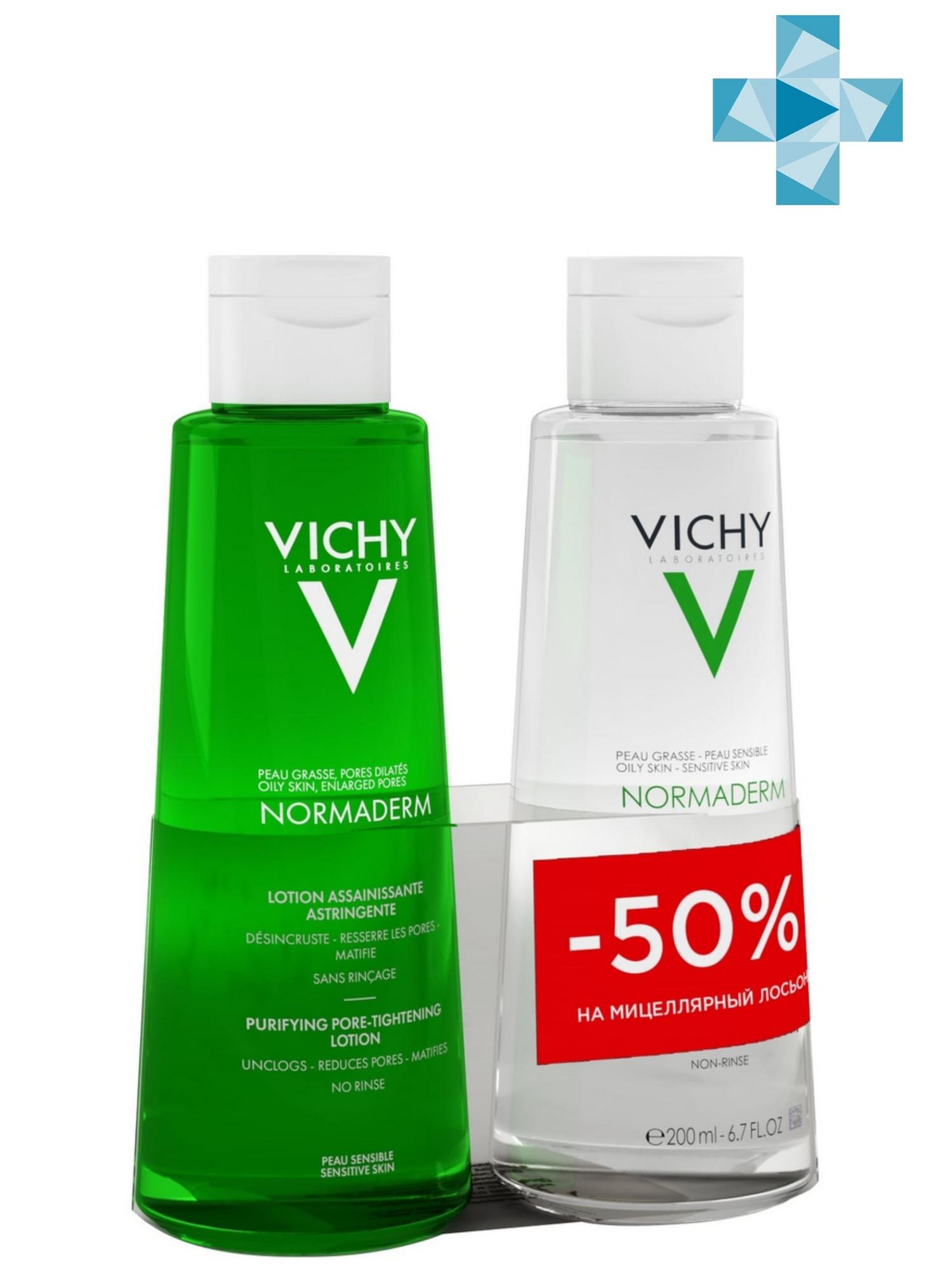 Купить Vichy Набор: Лосьон сужающий поры, 200 мл + Мицеллярный лосьон, 200 мл (Vichy, Normaderm), Франция