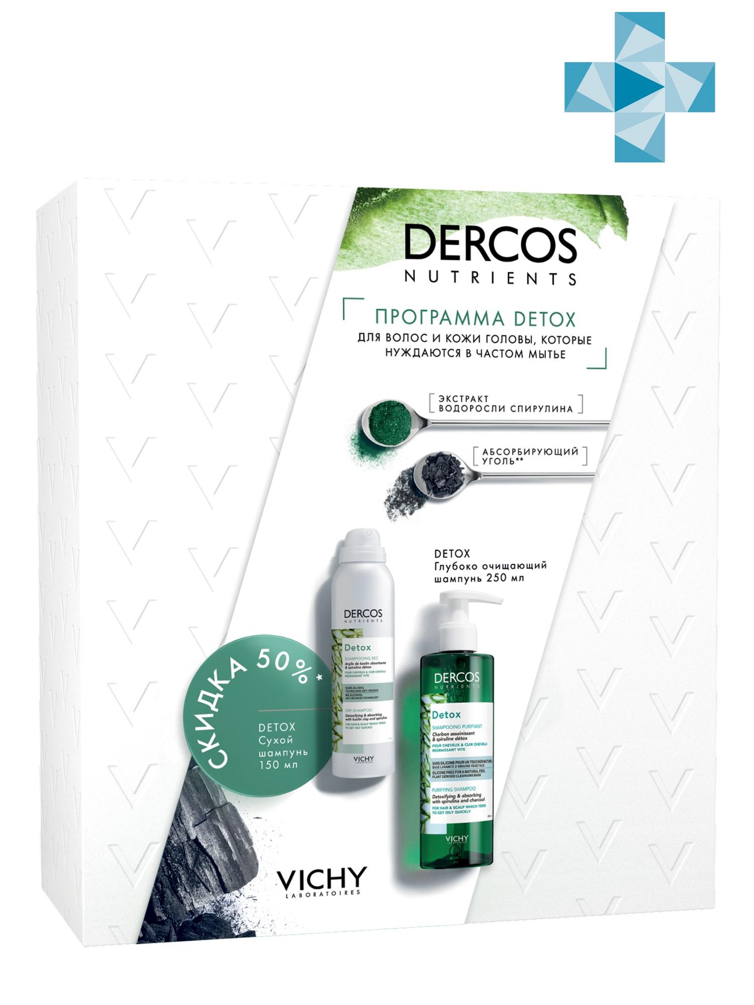 

Vichy Набор Детокс: Глубоко очищающий шампунь Dercos Nutrients 250 мл + Сухой шампунь Dercos Nutrients 150 мл (Vichy, Dercos Nutrients), Dercos Nutrients