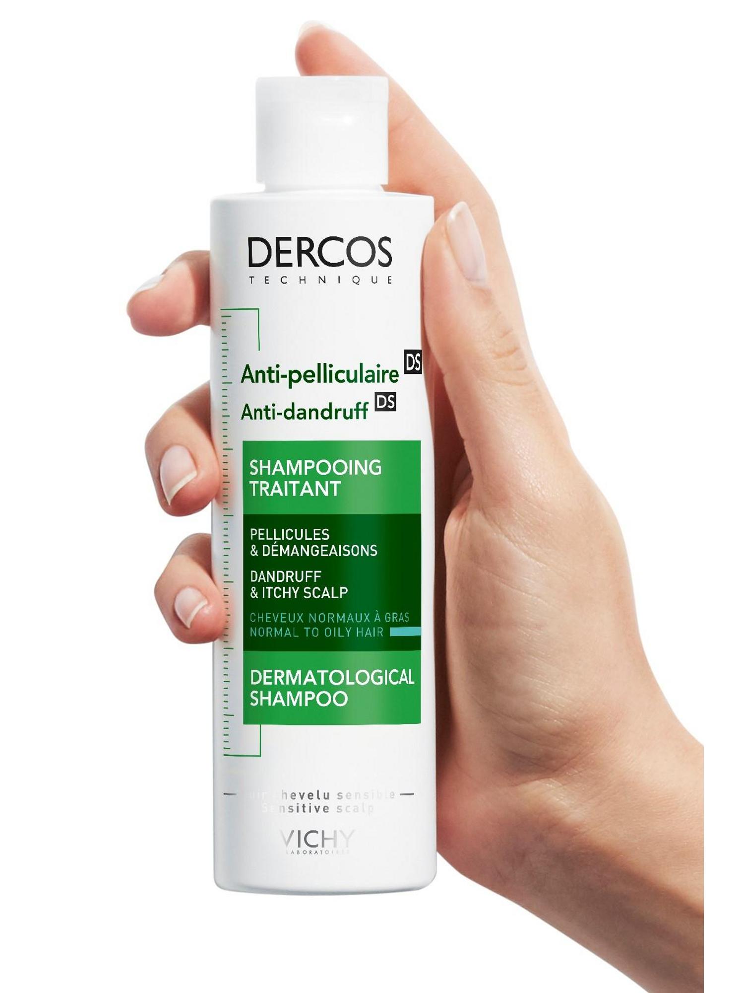 Виши Интенсивный шампунь-уход против перхоти для нормальных и жирных волос 2 х 200 мл (Vichy, Dercos) фото 4
