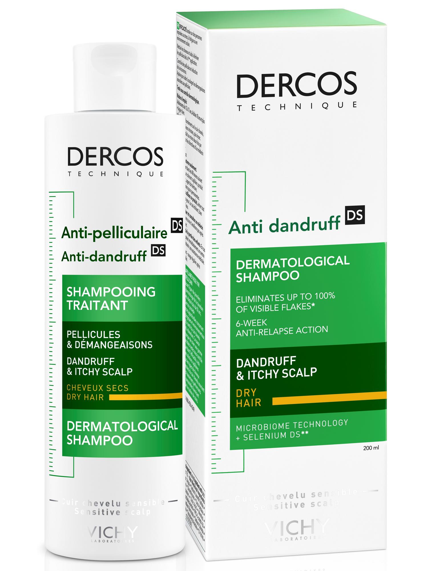 Виши Интенсивный шампунь-уход против перхоти для сухих волос 2 х 200 мл (Vichy, Dercos) фото 2