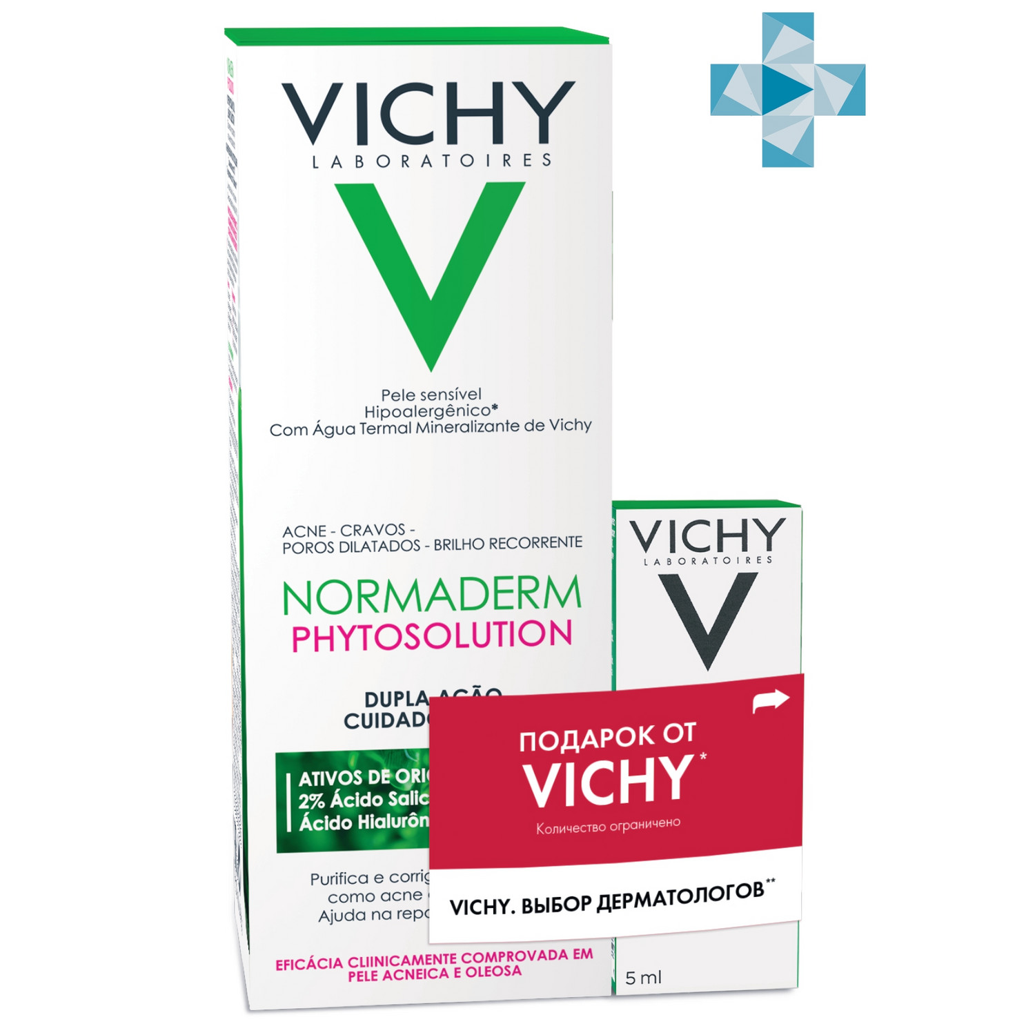 Виши Набор Phytosolution (корректирующий уход двойного действия 50 мл + сыворотка 5 мл) (Vichy, Normaderm) фото 0