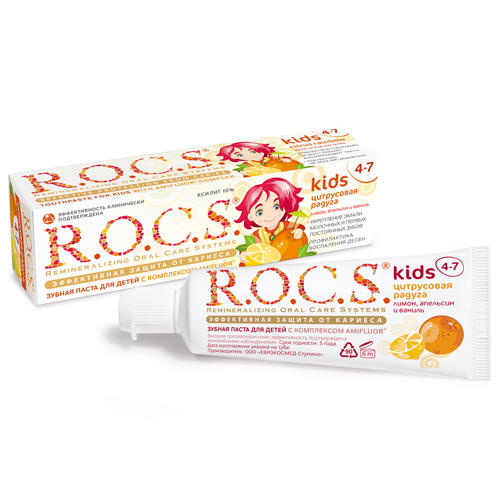 R.O.C.S Зубная паста для детей Цитрусовая радуга 45 гр (R.O.C.S, Kids 3-7 years)