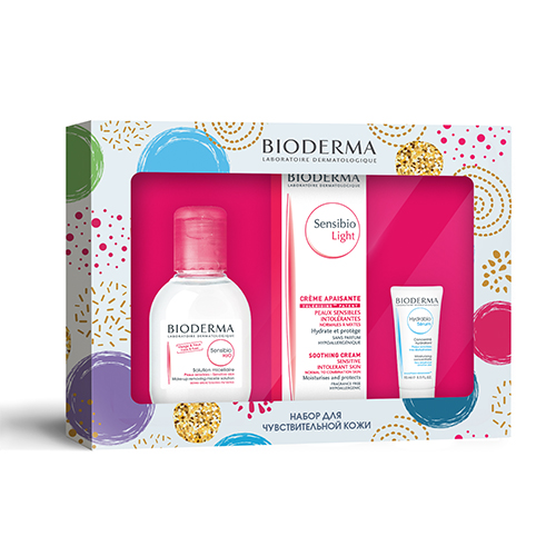 Bioderma Праздничный набор Сенсибио: Крем Сенсибио Лайт 40 мл + Сенсибио Н2О 100 мл + Сыворотка Гидрабио 15 мл (Bioderma, Sensibio)