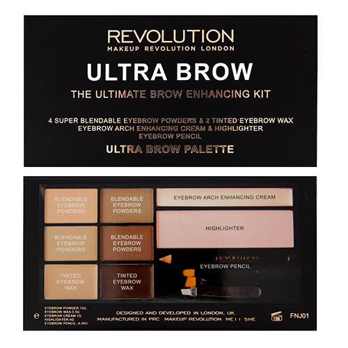 Палетка теней для бровей Ultra Brow Palette, Fair to Medium (Makeup Revolution, Брови)