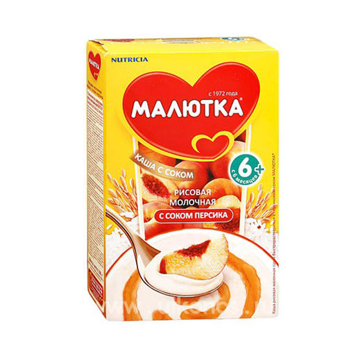  Малютка молочная каша рисовая с персиковым соком 200г (Закрытые бренды, Молочные каши Малютка с соком) фото 0