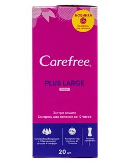 CAREFREE Салфетки ежедневные (прокладки) Plus Long Fresh 20 шт (CAREFREE, На каждый день)