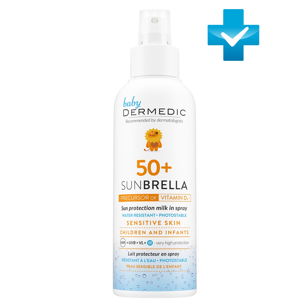 Дермедик Защитное молочко-спрей для детей SPF 50 Baby Sun Protection Milk in Spray for sensitive skin, 150 мл (Dermedic, Sunbrella) фото 0