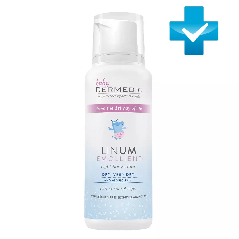 Дермедик Легкий лосьон для тела для детей с первого дня жизни Baby Atopy Prone Skin Light Body Lotion, 205 гр (Dermedic, Linum emolient Baby) фото 0