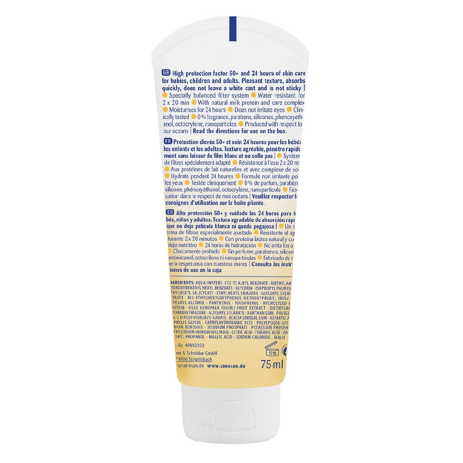 Саносан Детский солнцезащитный крем SPF50+ 0+, 75 мл (Sanosan, Защита от солнца) фото 3