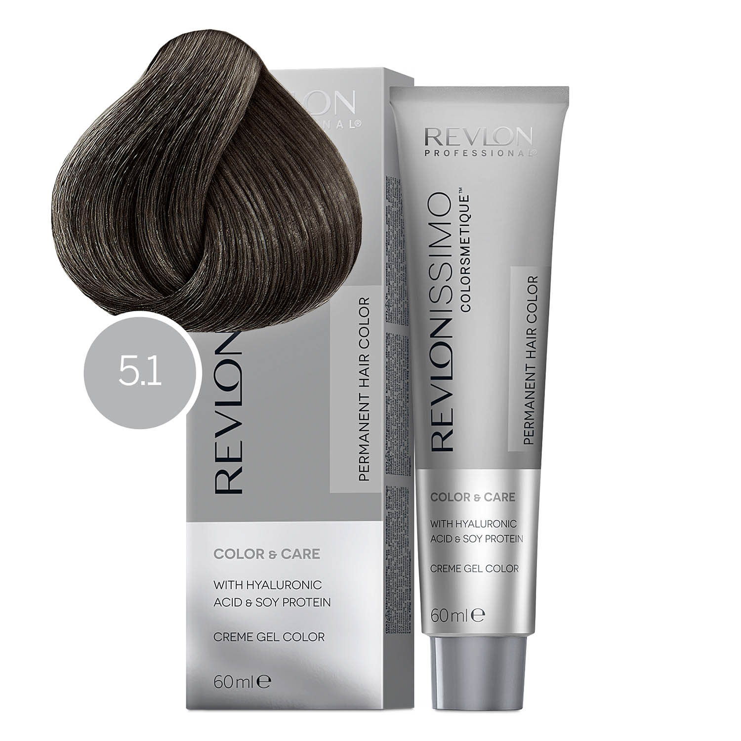 Revlon Professional Перманентный краситель Colorsmetique Светло-Коричневые оттенки 60мл, оттенок 5.1, 5.1 светло-коричневый пепельный. фото