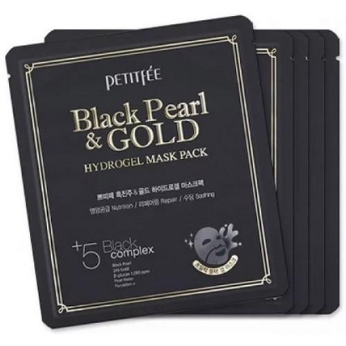 Петитфи Маска для лица гидрогелевая с черным жемчугом и золотом, 32 г (Petitfee, Hydrogel Mask Pack) фото 0
