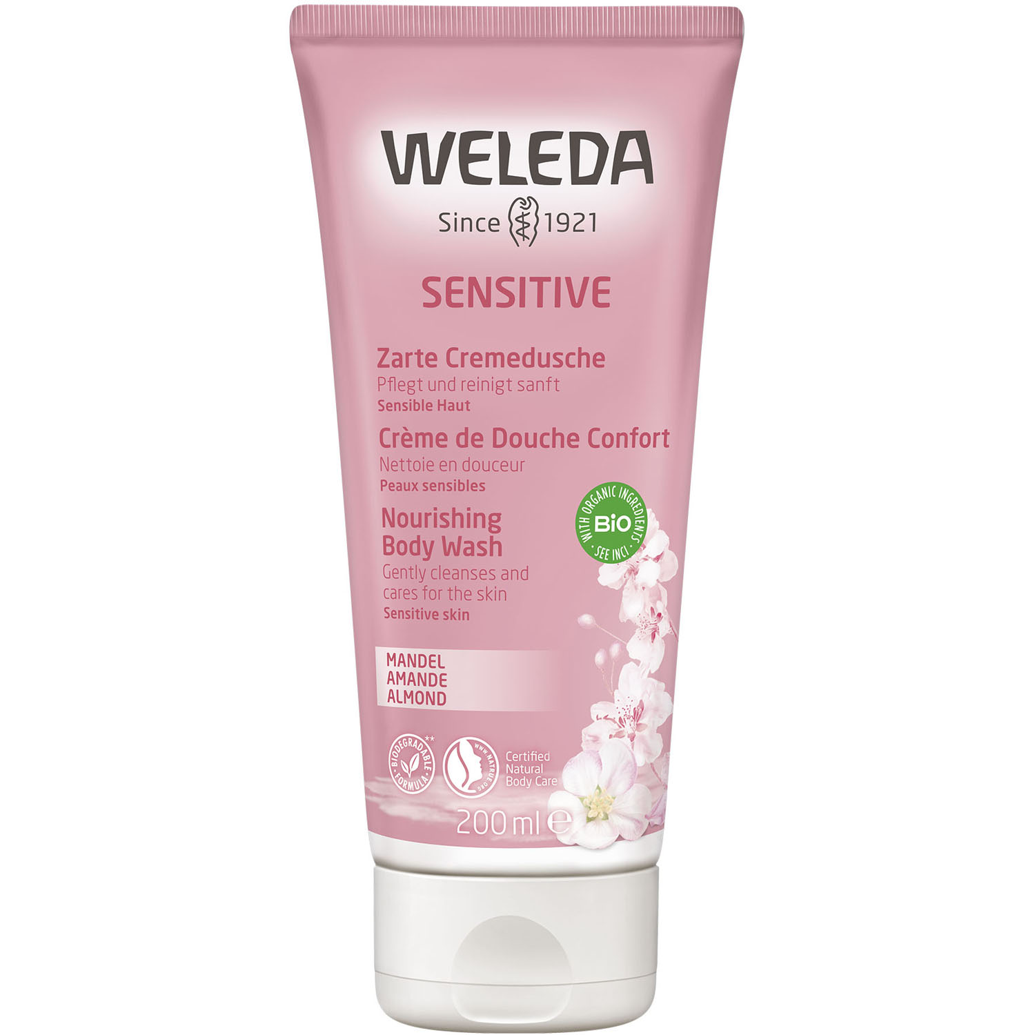 weleda деликатный крем для рук 50 мл weleda миндальная линия Weleda Деликатный крем для душа, 200 мл (Weleda, Миндальная линия)